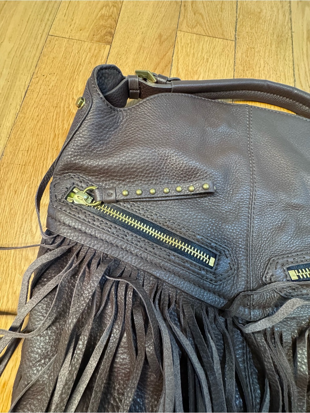 New OrYany Bristol Hobo Fringed 100% Genuine Leather Bag in Dark Brown - Picture 5 of 16